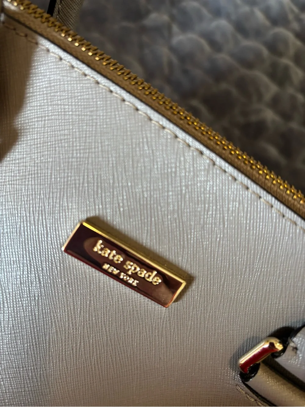 kate spade Gray Dome Satchel with Removable Strap and Gold Hardware